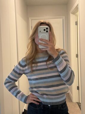 Striped Pastel Crewneck Sweater - Women